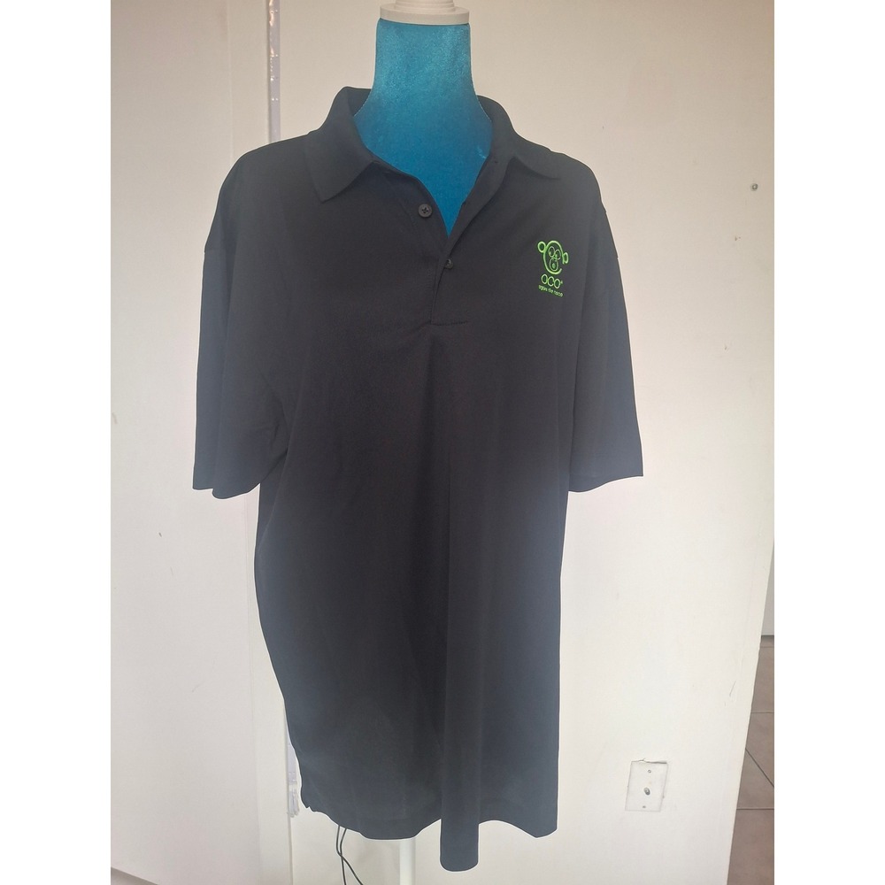 Sport-Tek Mens Black OCO Agua de Coco Monkey Logo Polo Shirt Large Short Sleeve